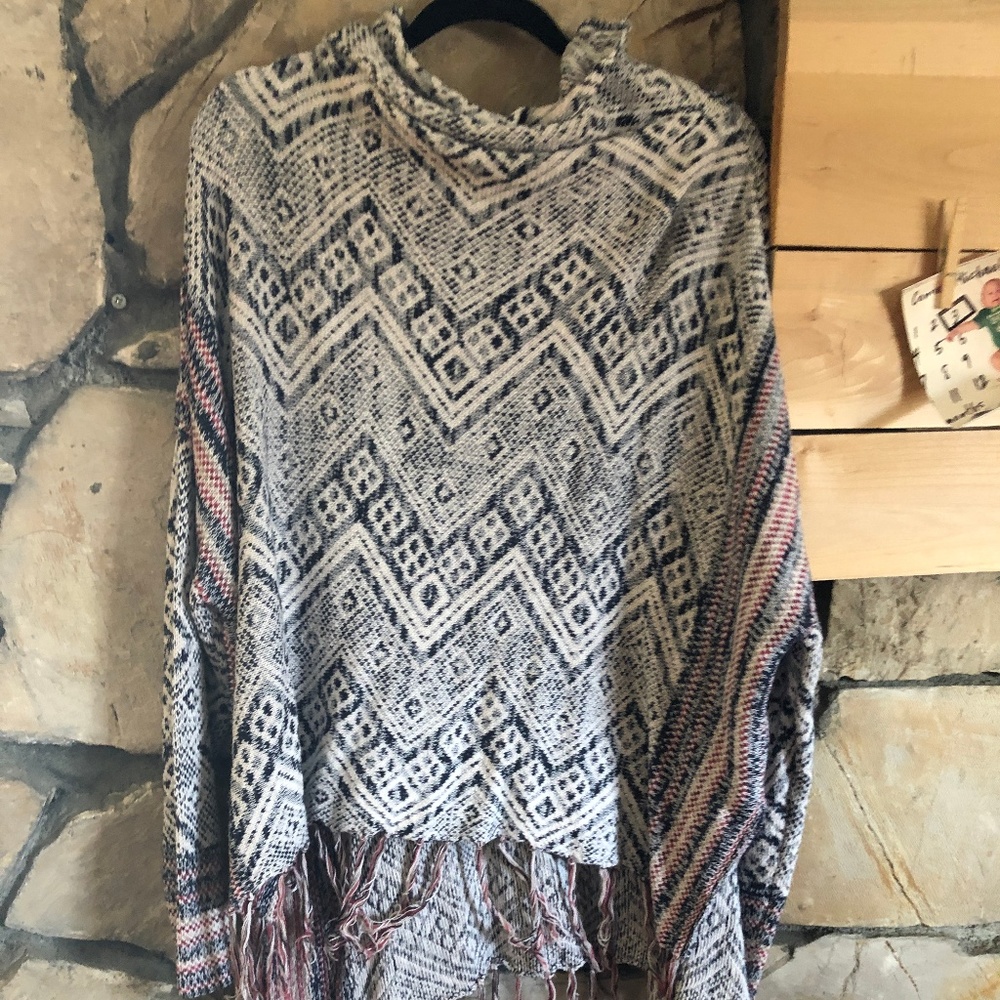 Mossimo Supply Co. Mixed Print Cowl Neck Poncho